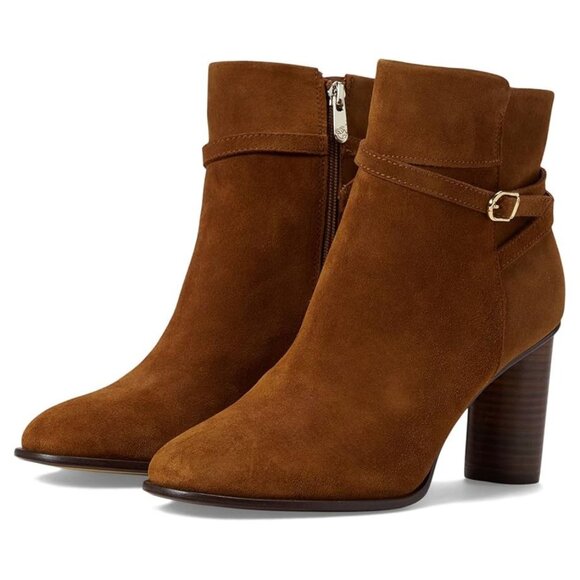 Draper James Boots Tegan Brown Suede Heeled Ankle Booties
